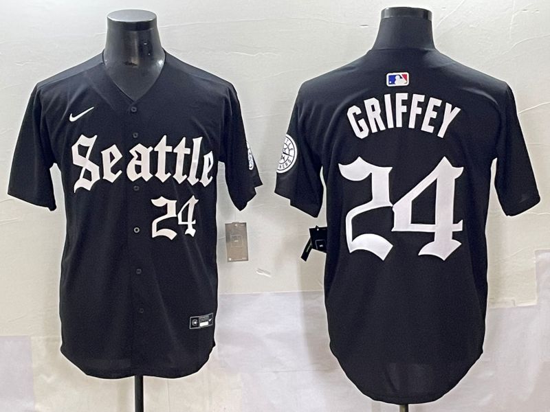 Men 2025 Seattle Mariners #24 Griffey Black Five generations Joint Name Nike MLB Jersey style 8
